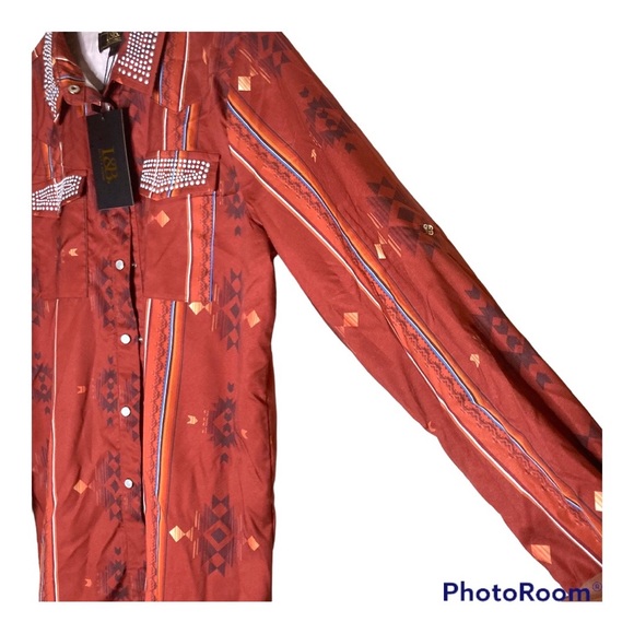 NWT Western Shirt by Lucky & Blessed Western Shirt Rust Size Small - Picture 3 of 8